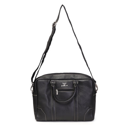 Syraah Premium Laptop Briefcase - Black color - Full Grain Leather