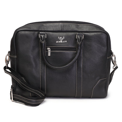 Syraah Premium Laptop Briefcase - Black color - Full Grain Leather