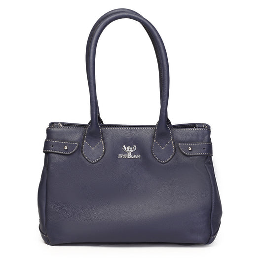 Syraah Elegant Handbag - Blue - Full Grain Leather