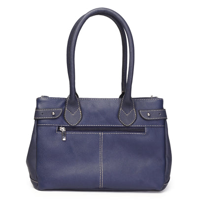 Syraah Elegant Handbag - Blue - Full Grain Leather