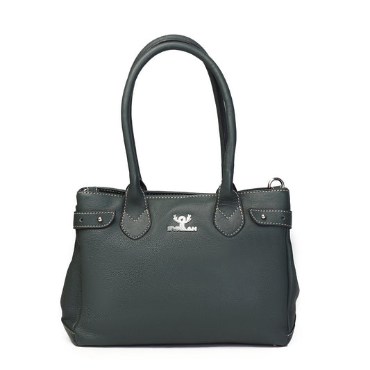 Syraah Elegant Handbag - Bottle Green - Full Grain Leather