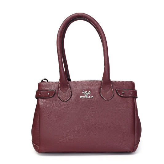 Syraah Elegant Handbag - Maroon - Full Grain Leather