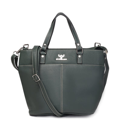 Syraah Classic Green Tote Bag - Full Grain Leather