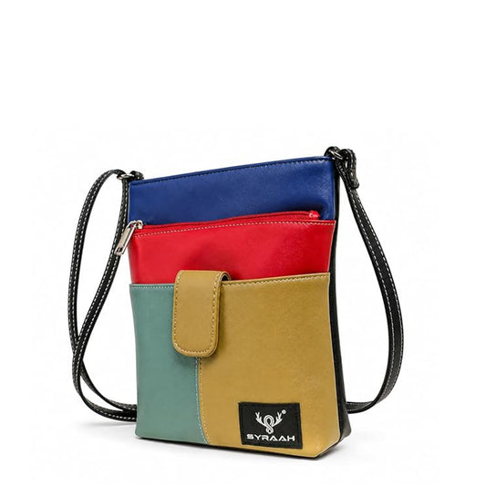 Trendy Green Yellow Women’s Sling Bag – Compact PU Leather Crossbody Purse for Daily Carry