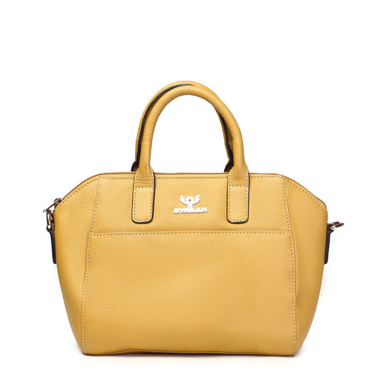 Syraah Yellow Full-Grain Leather Mini Satchel Bag