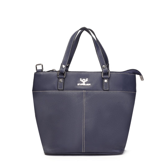 Syraah Classic Blue Tote Bag - Full-Grain Leather