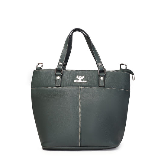 Syraah Classic Green Tote Bag - Full Grain Leather
