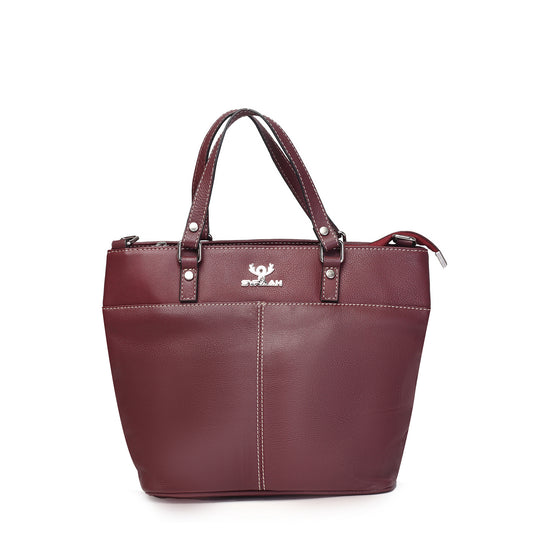 Syraah Classic Maroon Tote Bag - Full Grain Leather