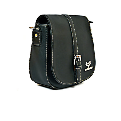 Syraah Compact Crossbody Tote Bag - Black Premium Leather