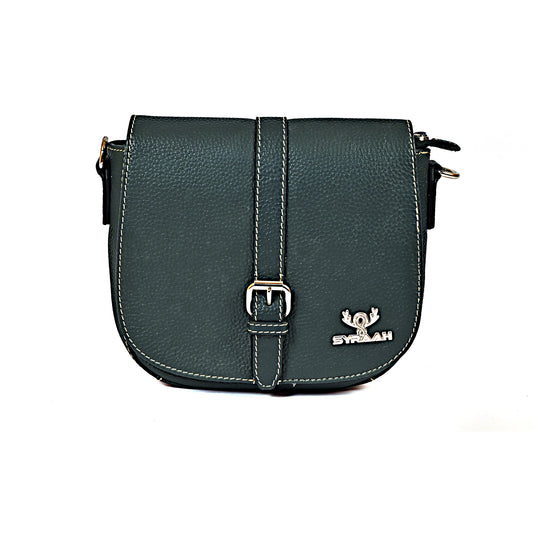 Syraah Compact Crossbody Tote Bag - Dark Seafoam Premium Leather