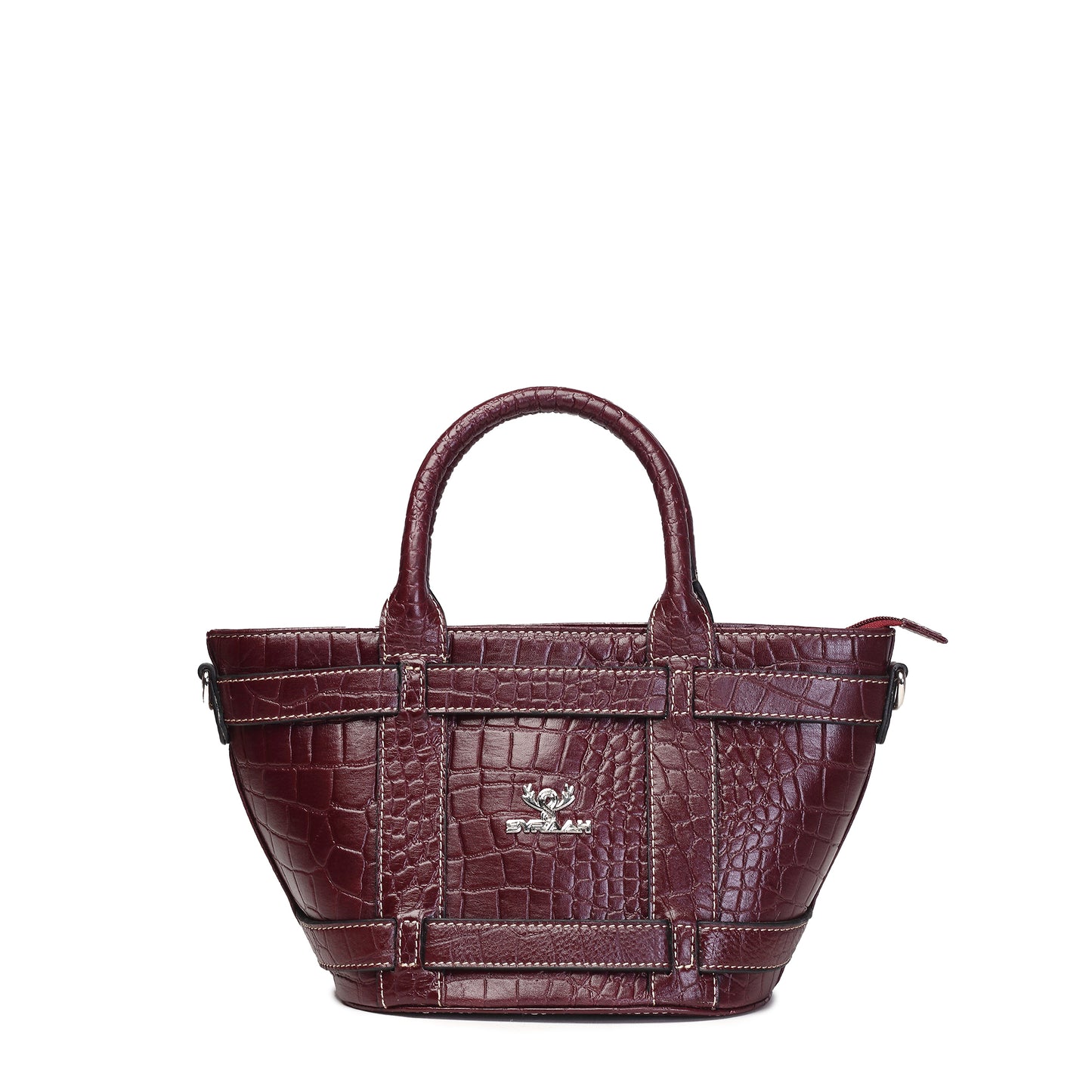 Syraah Green Croco-Print Premium Full-Grain Leather Tote Bag