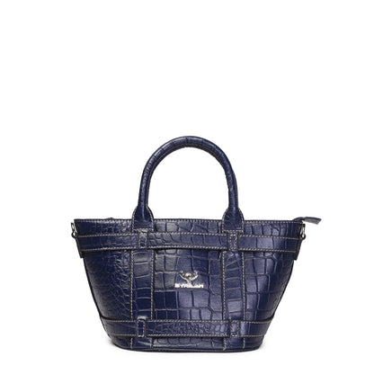 Syraah Green Croco-Print Premium Full-Grain Leather Tote Bag