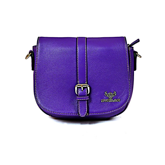 Syraah Royel Purple Premium Leather Compact Crossbody Bag