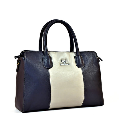 Syraah Pastel Elegance - White & Black Premium Leather Handbag