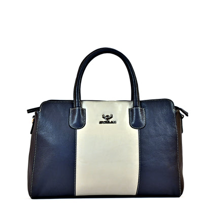Syraah Pastel Elegance - White & Black Premium Leather Handbag