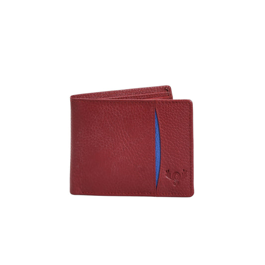 Premium Red Genuine Leather Wallet for Men – Slim Bifold with Card Slots, ID Window, Coin Pocket & Zipper Compartment