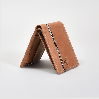 Premium Tan Genuine Leather Wallet for Men – Bifold Design with Coin Pocket, ID Window & Card Slots