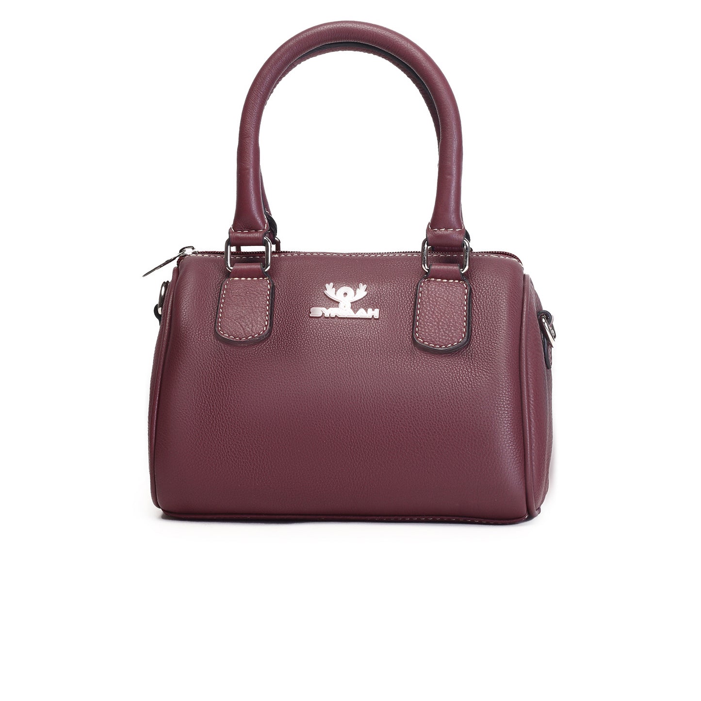 Syraah Luxe Barrel Bag - Maroon Premium Leather Handbag