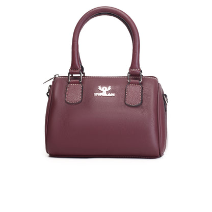 Syraah Luxe Barrel Bag - Maroon Premium Leather Handbag