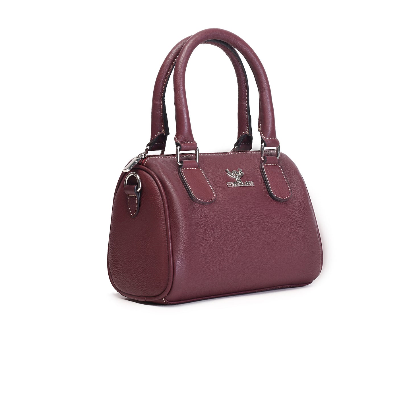 Syraah Luxe Barrel Bag - Maroon Premium Leather Handbag