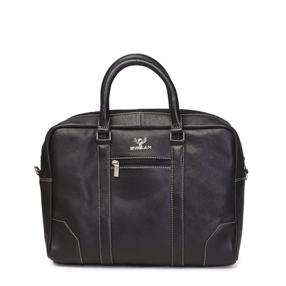 Syraah Premium Laptop Briefcase - Black color - Full Grain Leather