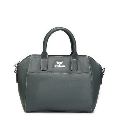 Syraah Bottle Green Full-Grain Leather Mini Satchel Bag