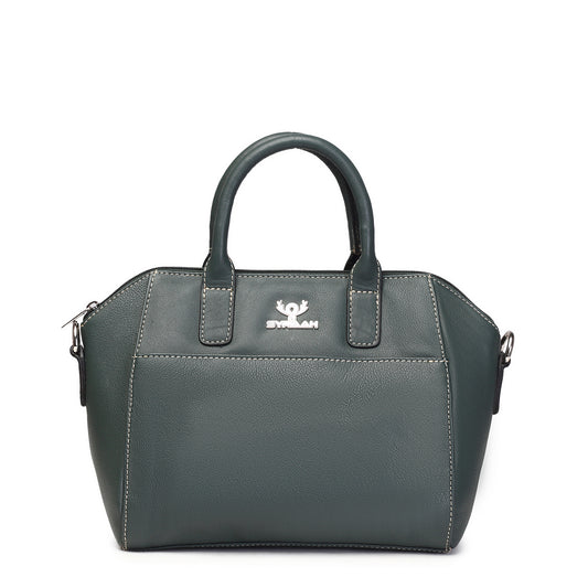 Syraah Bottle Green Full-Grain Leather Mini Satchel Bag