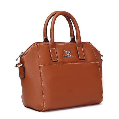 Syraah Tan Full-Grain Leather Mini Satchel Bag