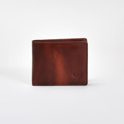 Premium Tan Genuine Leather Wallet for Men – Bifold Design with Coin Pocket, ID Window & Card Slots