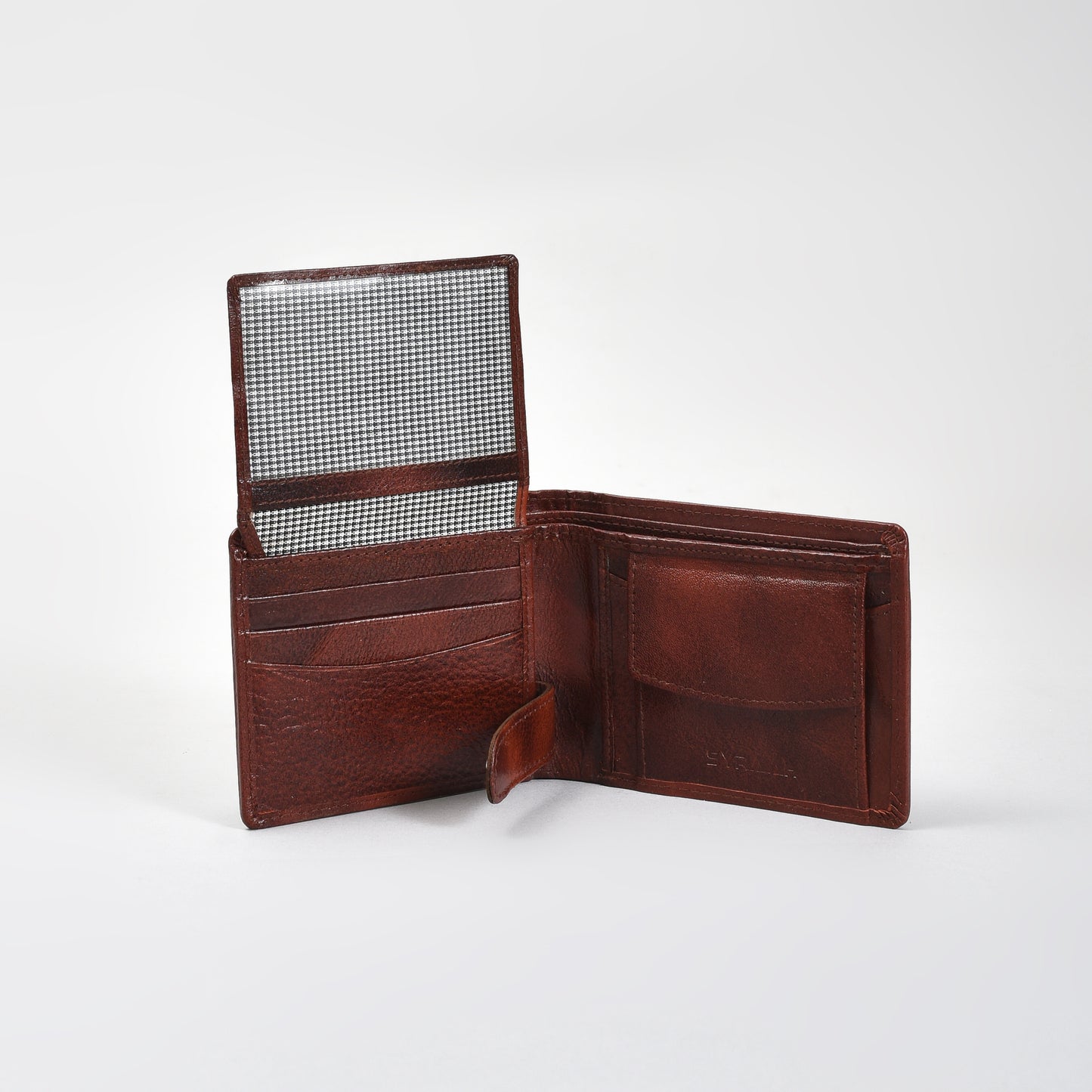 Premium Vintage Burnished Brown Genuine Leather Wallet for Men – Bifold with Flip-Up ID Window, Coin Pocket & Card Strap