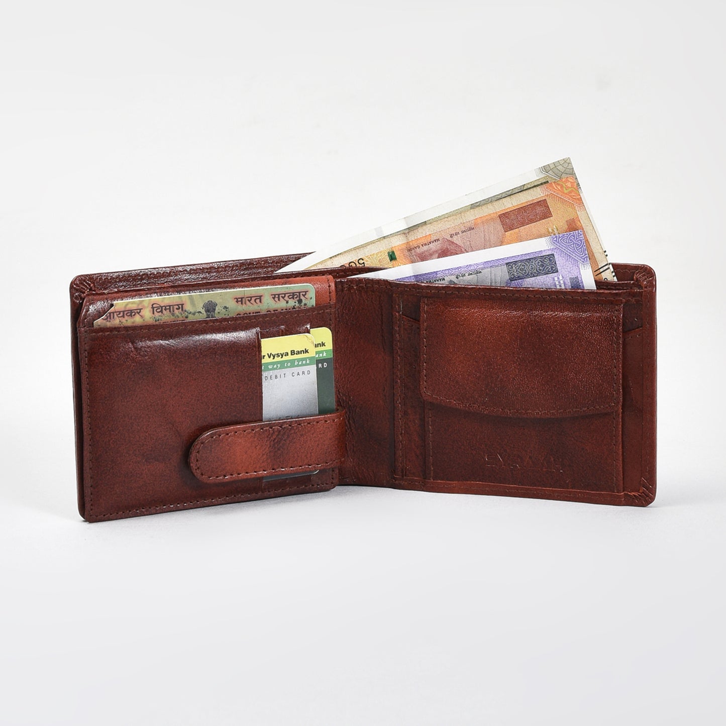 Premium Vintage Burnished Brown Genuine Leather Wallet for Men – Bifold with Flip-Up ID Window, Coin Pocket & Card Strap