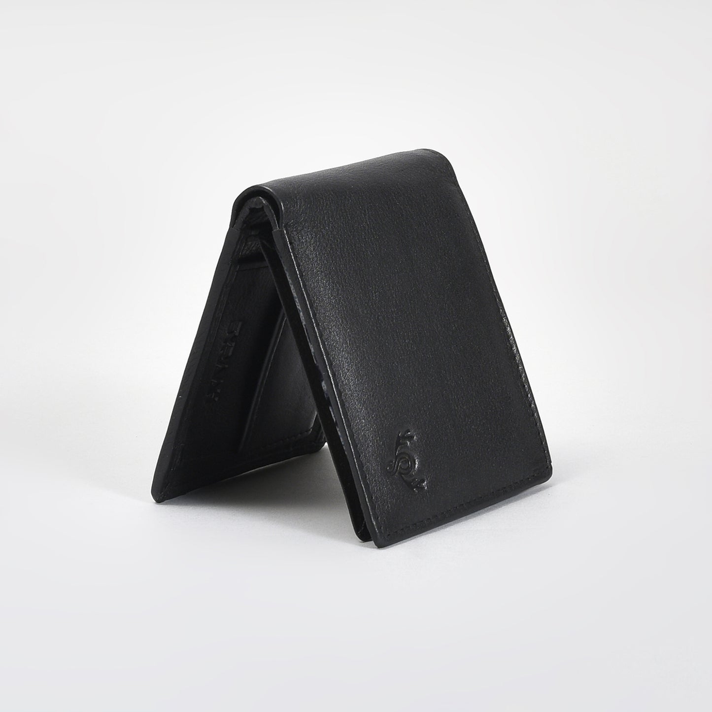 Executive Black Genuine Leather Wallet for Men – Ultra-Slim Bifold with ID Window, Coin Pocket & Zipper Compartment