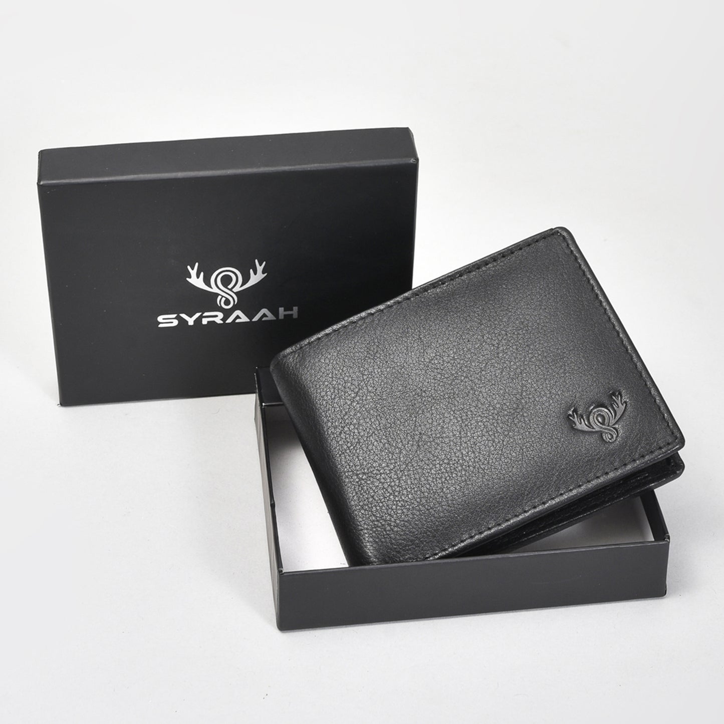 Executive Black Genuine Leather Wallet for Men – Ultra-Slim Bifold with ID Window, Coin Pocket & Zipper Compartment