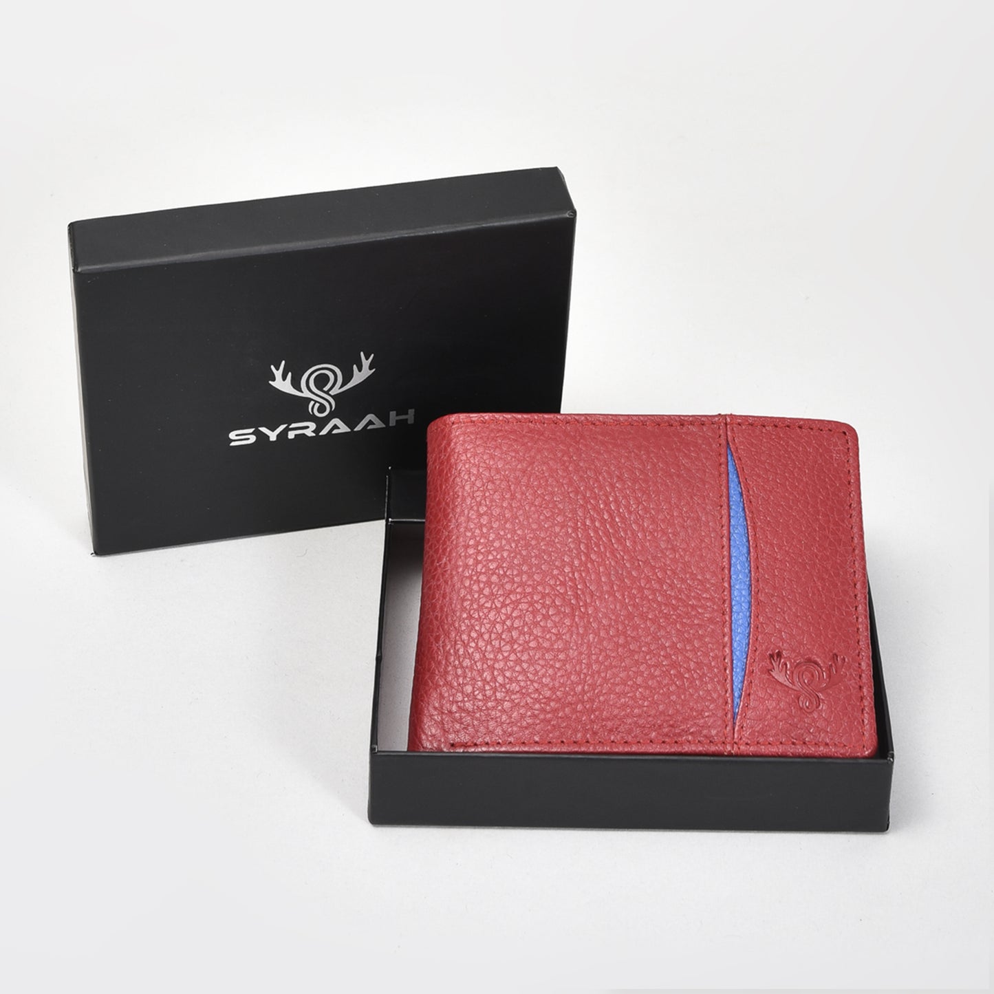 Premium Red Genuine Leather Wallet for Men – Slim Bifold with Card Slots, ID Window, Coin Pocket & Zipper Compartment