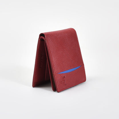 Premium Red Genuine Leather Wallet for Men – Slim Bifold with Card Slots, ID Window, Coin Pocket & Zipper Compartment