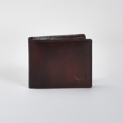 Premium Deep Brown Genuine Leather Wallet for Men – Slim Bifold with Card Slots, ID Window & Coin Pocket