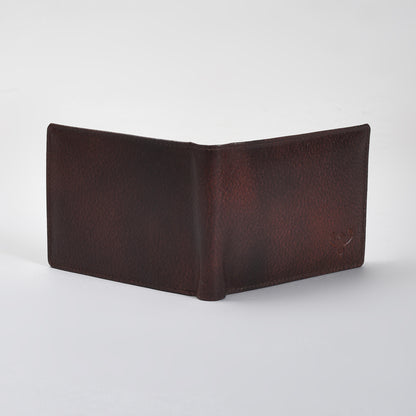 Premium Deep Brown Genuine Leather Wallet for Men – Slim Bifold with Card Slots, ID Window & Coin Pocket