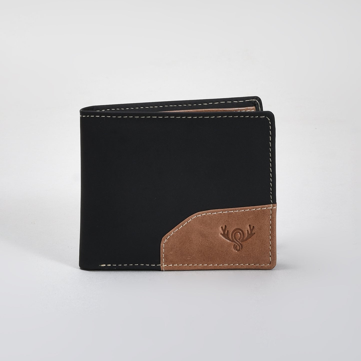 Premium Black & Tan Dual-Tone Genuine Leather Wallet for Men – Slim Bifold with Card Slots, ID Window, Coin Pocket & Secret Compartments