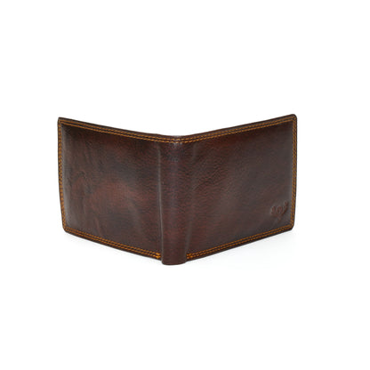 Vintage Dark Brown Genuine Leather Wallet for Men – Slim Bifold with Card Slots, Coin Pocket & Cash Compartments