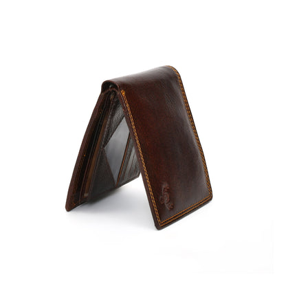 Vintage Dark Brown Genuine Leather Wallet for Men – Slim Bifold with Card Slots, Coin Pocket & Cash Compartments