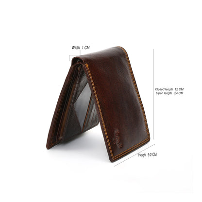 Vintage Dark Brown Genuine Leather Wallet for Men – Slim Bifold with Card Slots, Coin Pocket & Cash Compartments