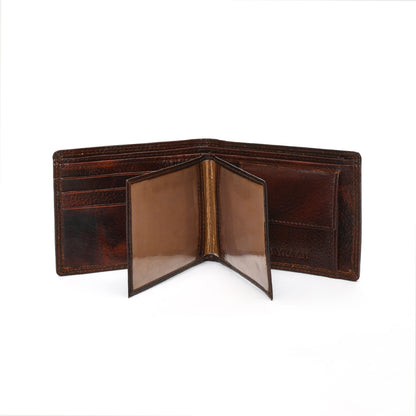 Vintage Dark Brown Genuine Leather Wallet for Men – Slim Bifold with Card Slots, Coin Pocket & Cash Compartments