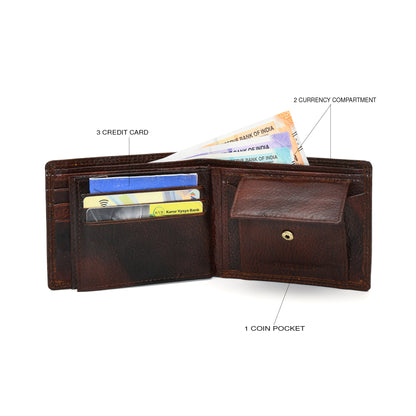 Vintage Dark Brown Genuine Leather Wallet for Men – Slim Bifold with Card Slots, Coin Pocket & Cash Compartments