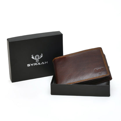 Vintage Dark Brown Genuine Leather Wallet for Men – Slim Bifold with Card Slots, Coin Pocket & Cash Compartments
