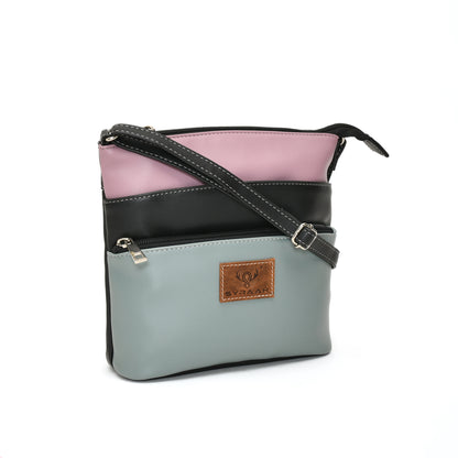 Women’s Green Multicolor PU Leather Crossbody Sling Bag – Multi-Pocket Utility Side Bag with Adjustable Strap