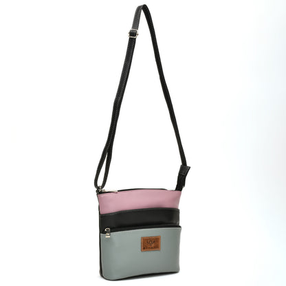 Women’s Green Multicolor PU Leather Crossbody Sling Bag – Multi-Pocket Utility Side Bag with Adjustable Strap