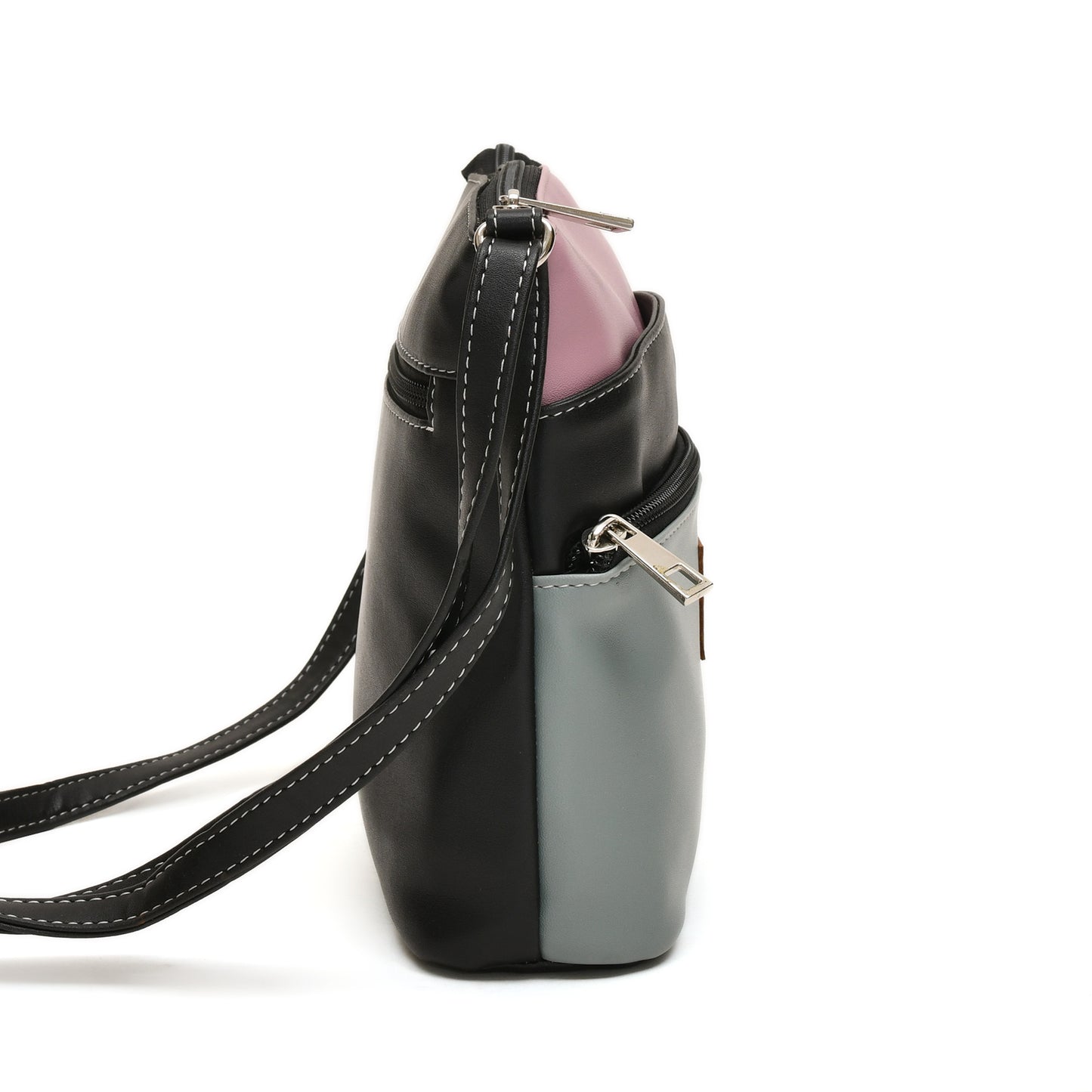 Women’s Green Multicolor PU Leather Crossbody Sling Bag – Multi-Pocket Utility Side Bag with Adjustable Strap