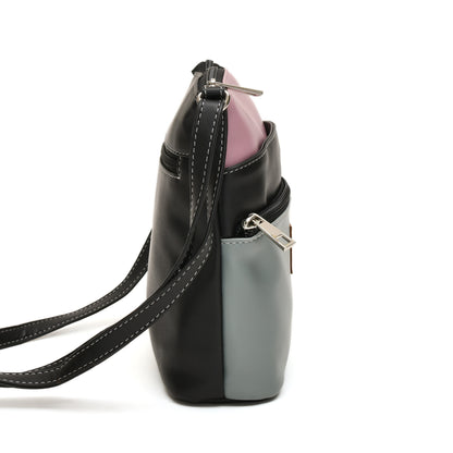 Women’s Green Multicolor PU Leather Crossbody Sling Bag – Multi-Pocket Utility Side Bag with Adjustable Strap