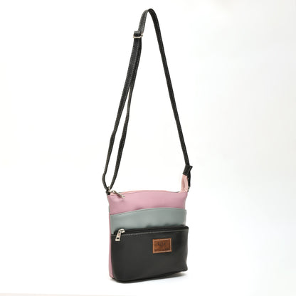 Stylish Women’s Black Multicolor PU Leather Sling Bag – Multi-Pocket Crossbody with Adjustable Strap