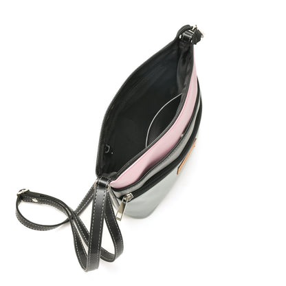 Women’s Green Multicolor PU Leather Crossbody Sling Bag – Multi-Pocket Utility Side Bag with Adjustable Strap